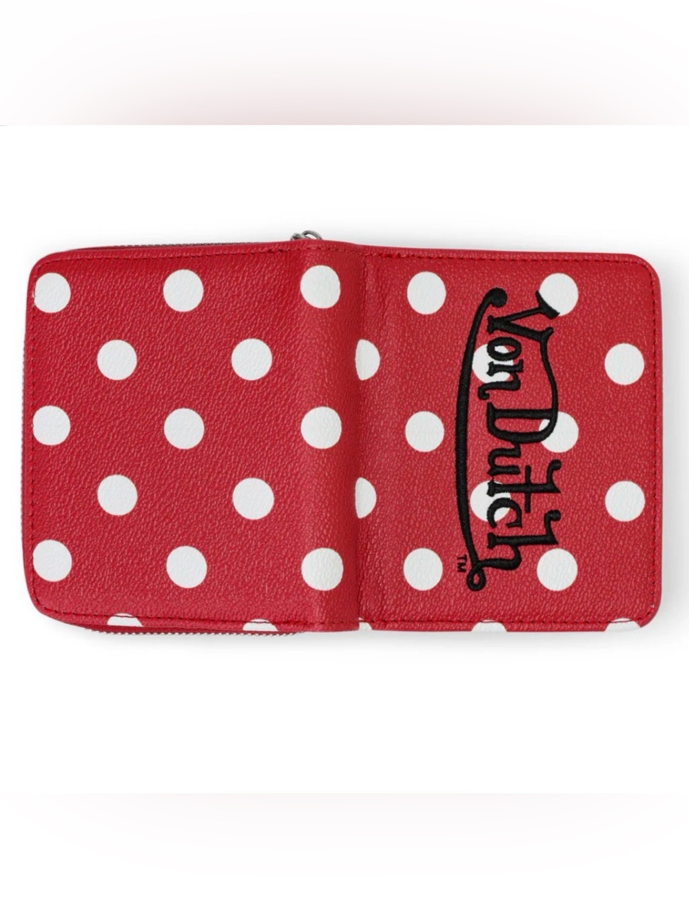 NWT Von Dutch Red Polka Dot Zip-Up Wallet - Picture 7 of 7